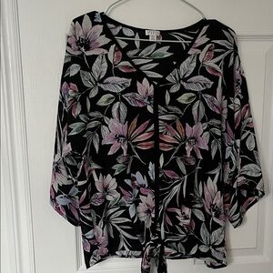 SPense Black Floral Blouse